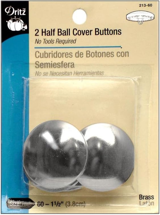 2 Half Ball Cover Buttons Size 60 (1-1/2-Inch)
