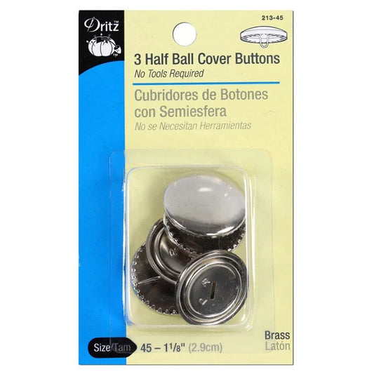 3 Half Ball Cover Buttons  Size 45 (1-1/8-Inch)